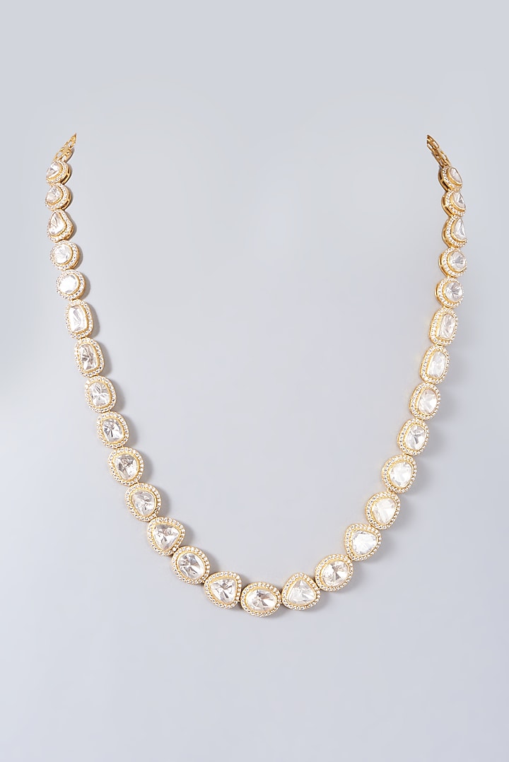 Gold Finish Moissanite Polki Necklace In Sterling Silver by Hunar at Pernia's Pop Up Shop