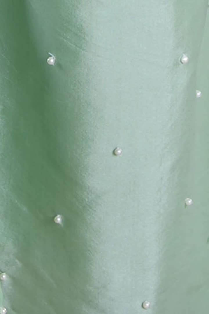 Pista Green Taffeta Silk Floral Hand Work Jumpsuit For Girls by Hooray at Pernia's Pop Up Shop