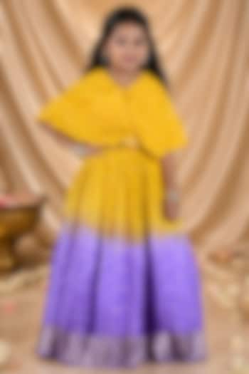 Yellow & Lilac Georgette Lehenga Set For Girls by Hooray at Pernia's Pop Up Shop