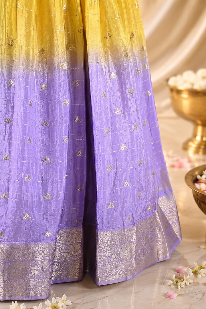 Yellow & Lilac Georgette Lehenga Set For Girls by Hooray at Pernia's Pop Up Shop