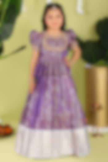 Purple Tissue Lehenga Set For Girls by Hooray at Pernia's Pop Up Shop