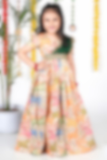 Multi-Colored Tissue Embroidered Gown For Girls by Hooray at Pernia's Pop Up Shop