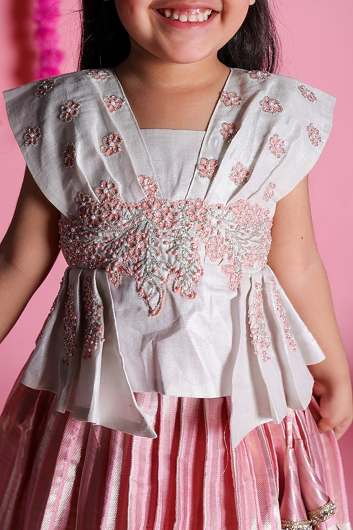 Pink Tissue Pleated Skirt Set For Girls by Hooray at Pernia's Pop Up Shop