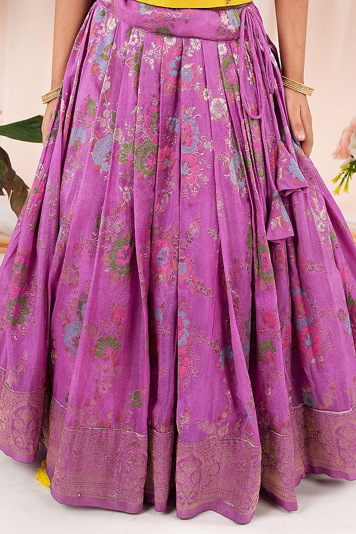 Purple Meenakumari Silk Skirt Set For Girls by Hooray at Pernia's Pop Up Shop