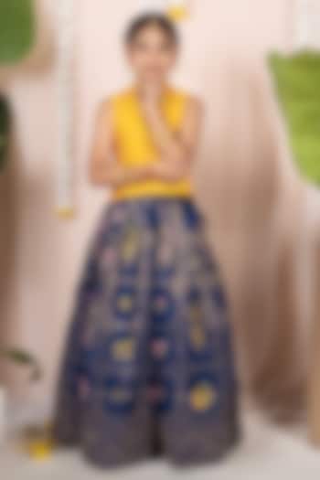 Blue Georgette Banarasi Skirt Set For Girls by Hooray at Pernia's Pop Up Shop