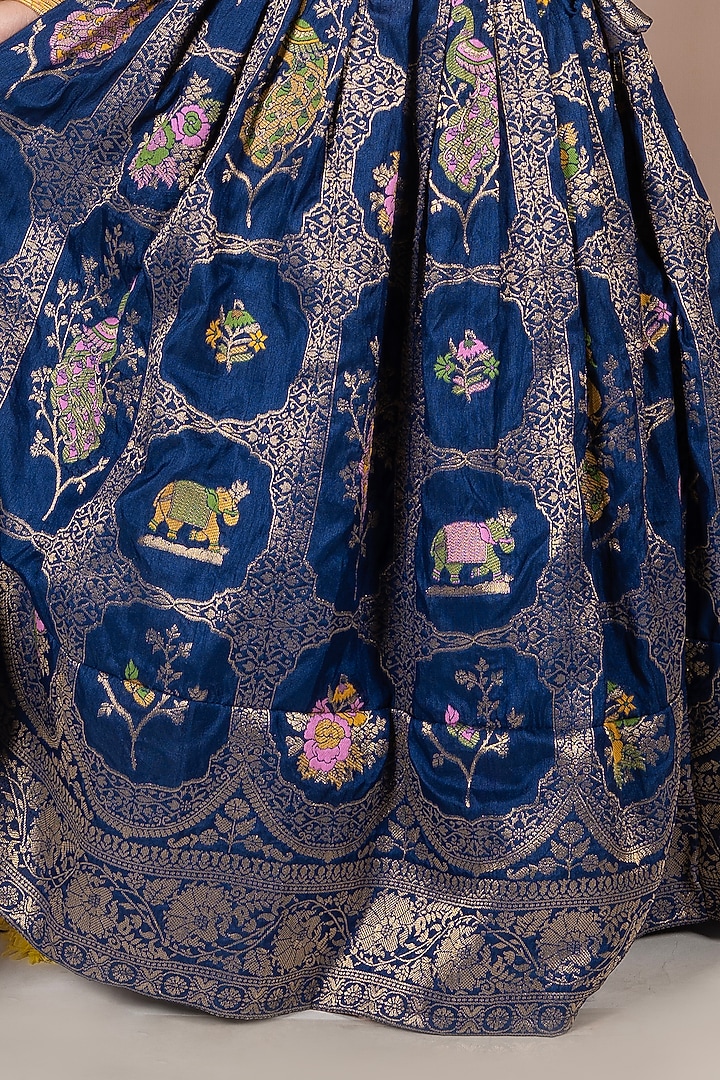 Blue Georgette Banarasi Skirt Set For Girls by Hooray at Pernia's Pop Up Shop