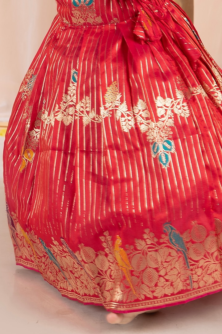 Pink Semi Silk Floral Skirt Set For Girls by Hooray at Pernia's Pop Up Shop