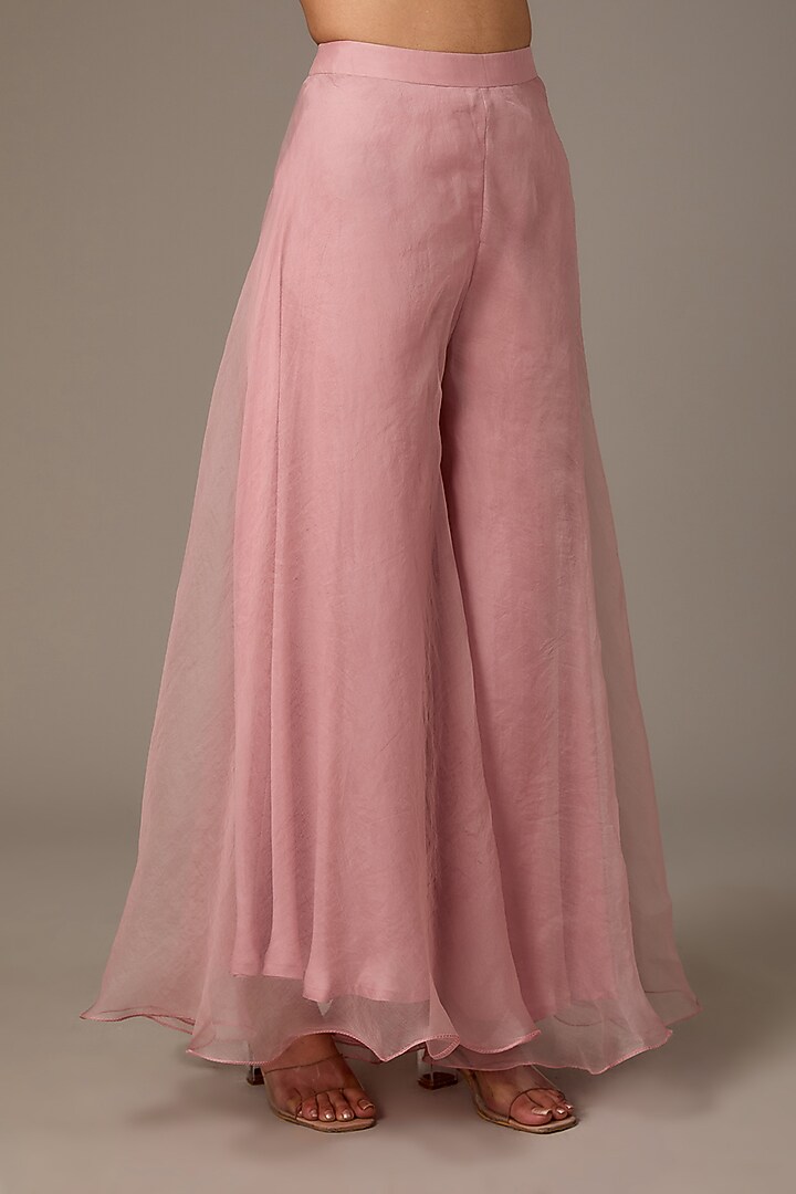 Peach Pink Silk Hand Embroidered Blazer Set by House of R at Pernia's Pop Up Shop