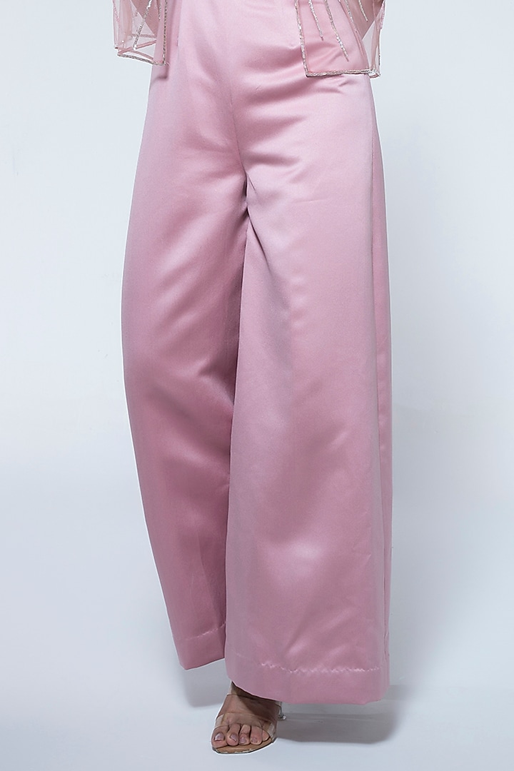 Peach Pink Dutch Satin Cutdana Embellished Jumpsuit With Cape by House of R at Pernia's Pop Up Shop