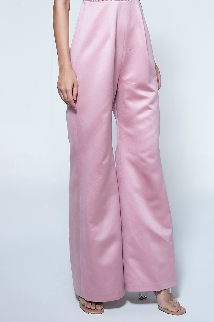 Peach Pink Duchess Satin Cutdana & Sequins Embellished Jumpsuit by House of R at Pernia's Pop Up Shop