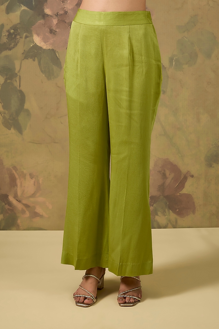 Green Modal Satin Sequins Embroidered High-Low Kaftan Set by The House of Ta-Ya at Pernia's Pop Up Shop
