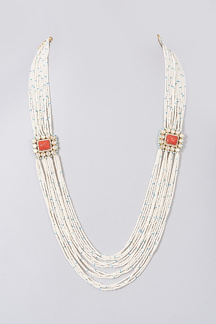Gold Finish Pearl Necklace In Sterling Silver by Hunar at Pernia's Pop Up Shop