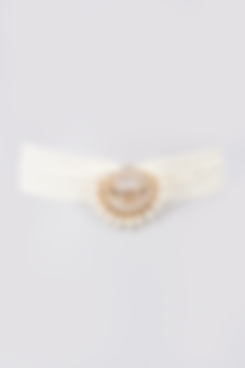Gold Finish Moissanite Polki Choker Necklace In Sterling Silver by Hunar