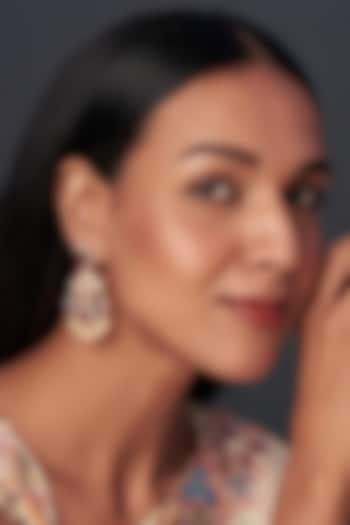 Gold Finish Moissanite & Ruby Synthetic Stones Dangler Earrings In Sterling Silver by Hunar at Pernia's Pop Up Shop