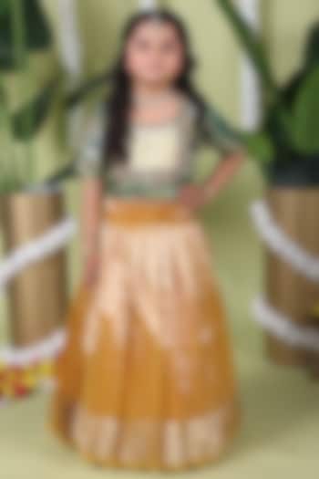 Yellow Tissue Pleated Lehenga Set For Girls by Hooray at Pernia's Pop Up Shop