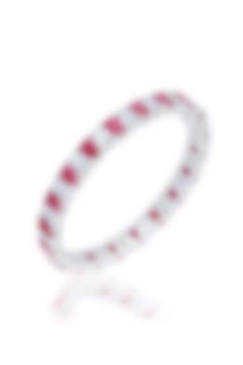 White Finish Zircon & Ruby Bangle In Sterling Silver by HYBA JEWELS at Pernia's Pop Up Shop