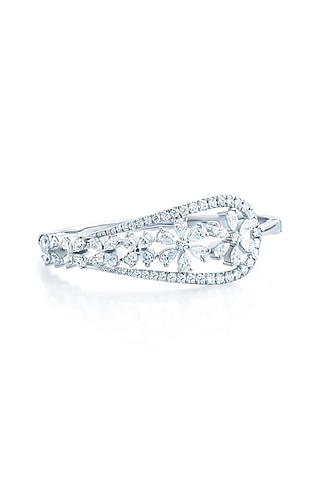 White Finish Zirconia Bangle In Sterling Silver by HYBA JEWELS