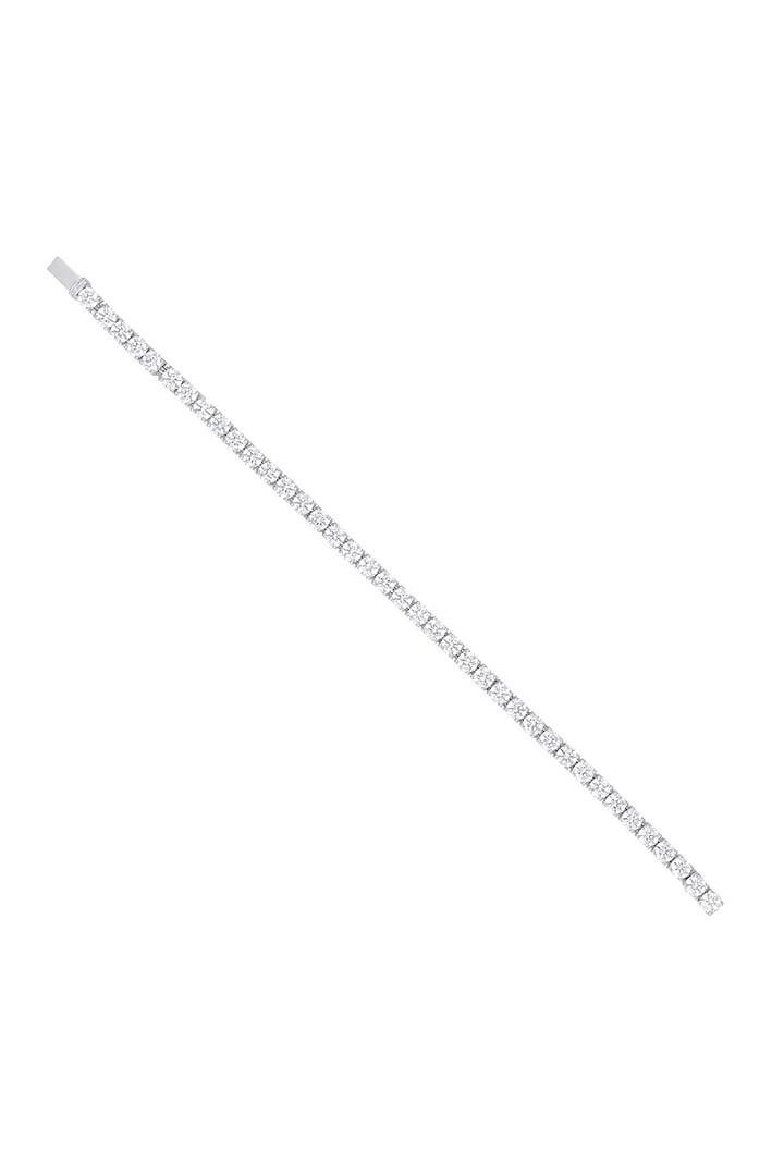 White Finish Zirconia Handcrafted Openable Bracelet In Sterling Silver by HYBA JEWELS at Pernia's Pop Up Shop