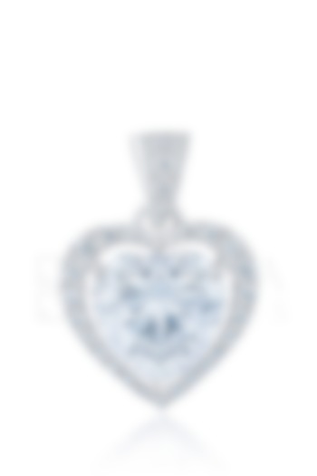 White Finish Heart-Cut Diamond Pendant In Sterling Silver by HYBA JEWELS at Pernia's Pop Up Shop