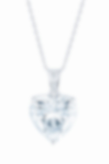 White Finish Heart-Cut Diamond Pendant In Sterling Silver by HYBA JEWELS at Pernia's Pop Up Shop