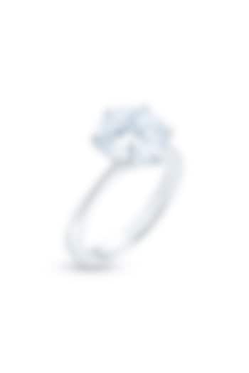 White Finish Round-Cut Diamond Ring In Sterling Silver by HYBA JEWELS at Pernia's Pop Up Shop