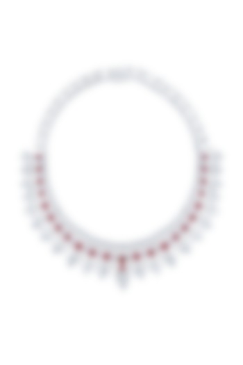 White Finish Ruby Stone & Zirconia Necklace In Sterling Silver by HYBA JEWELS at Pernia's Pop Up Shop