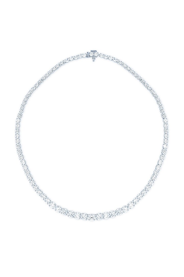 White Finish Zirconia Statement Necklace In Sterling Silver by HYBA JEWELS at Pernia's Pop Up Shop