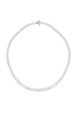 White Finish Zirconia Statement Necklace In Sterling Silver by HYBA JEWELS
