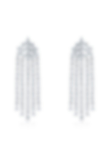 White Finish Zirconia Chandelier Earrings In Sterling Silver by HYBA JEWELS at Pernia's Pop Up Shop