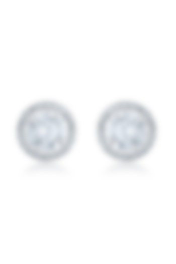 White Finish Zirconia Handcrafted Stud Earrings In Sterling Silver by HYBA JEWELS at Pernia's Pop Up Shop