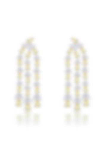 White Finish Zirconia & Yellow Sapphire Stone Dangler Earrings In Sterling Silver by HYBA JEWELS at Pernia's Pop Up Shop