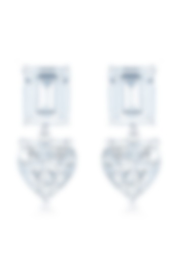White Finish Heart-Shaped Zirconia Handcrafted Stud Earrings In Sterling Silver by HYBA JEWELS at Pernia's Pop Up Shop