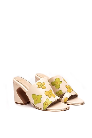 Multi-Colored Genuine Leather Floral Heels by HEEL YOUR SOLE