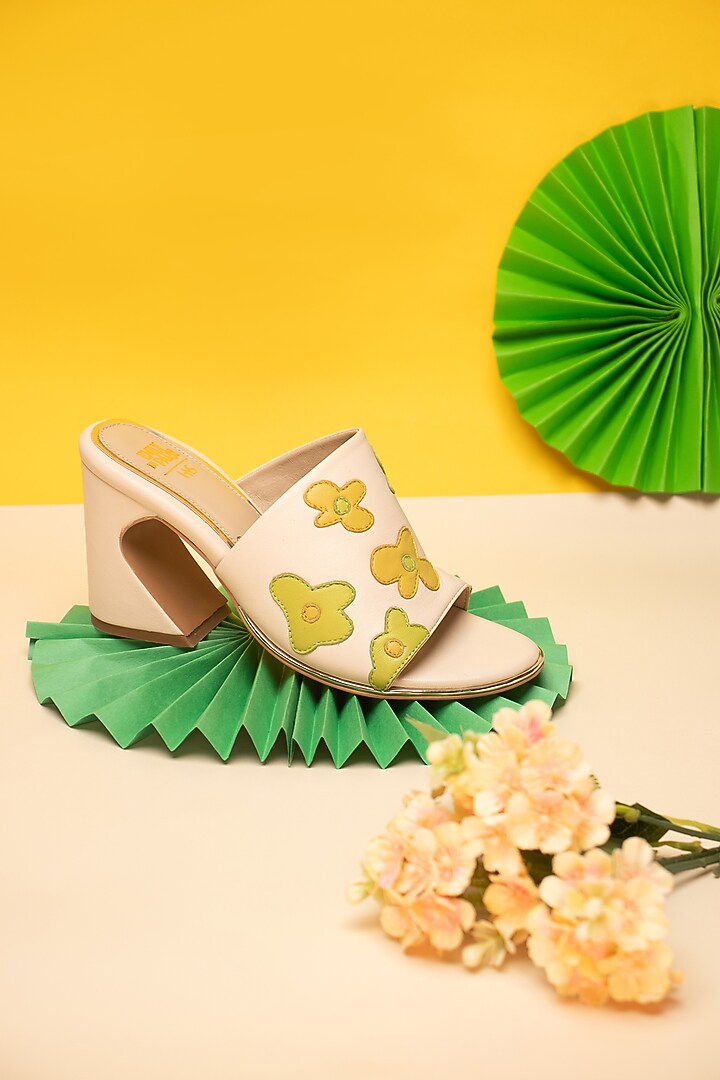 Multi-Colored Genuine Leather Floral Heels by HEEL YOUR SOLE at Pernia's Pop Up Shop