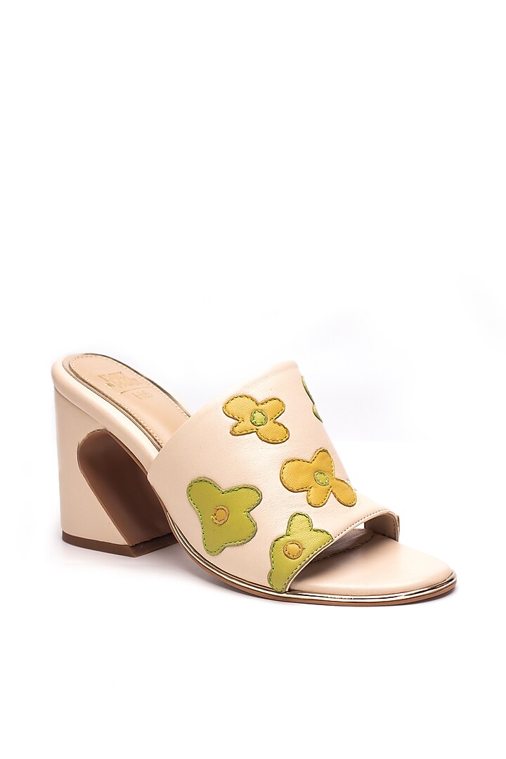 Multi-Colored Genuine Leather Floral Heels by HEEL YOUR SOLE at Pernia's Pop Up Shop