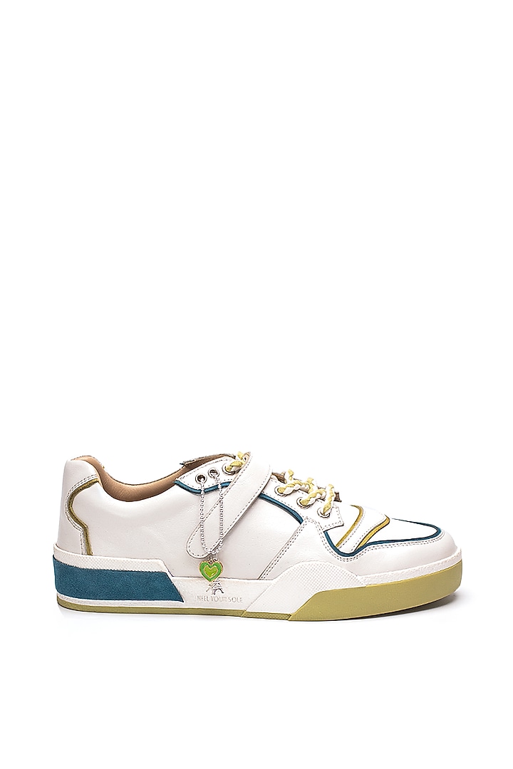 White Nappa Leather Sneakers by HEEL YOUR SOLE at Pernia's Pop Up Shop