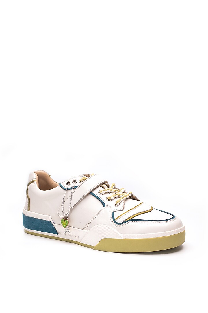 White Nappa Leather Sneakers by HEEL YOUR SOLE at Pernia's Pop Up Shop