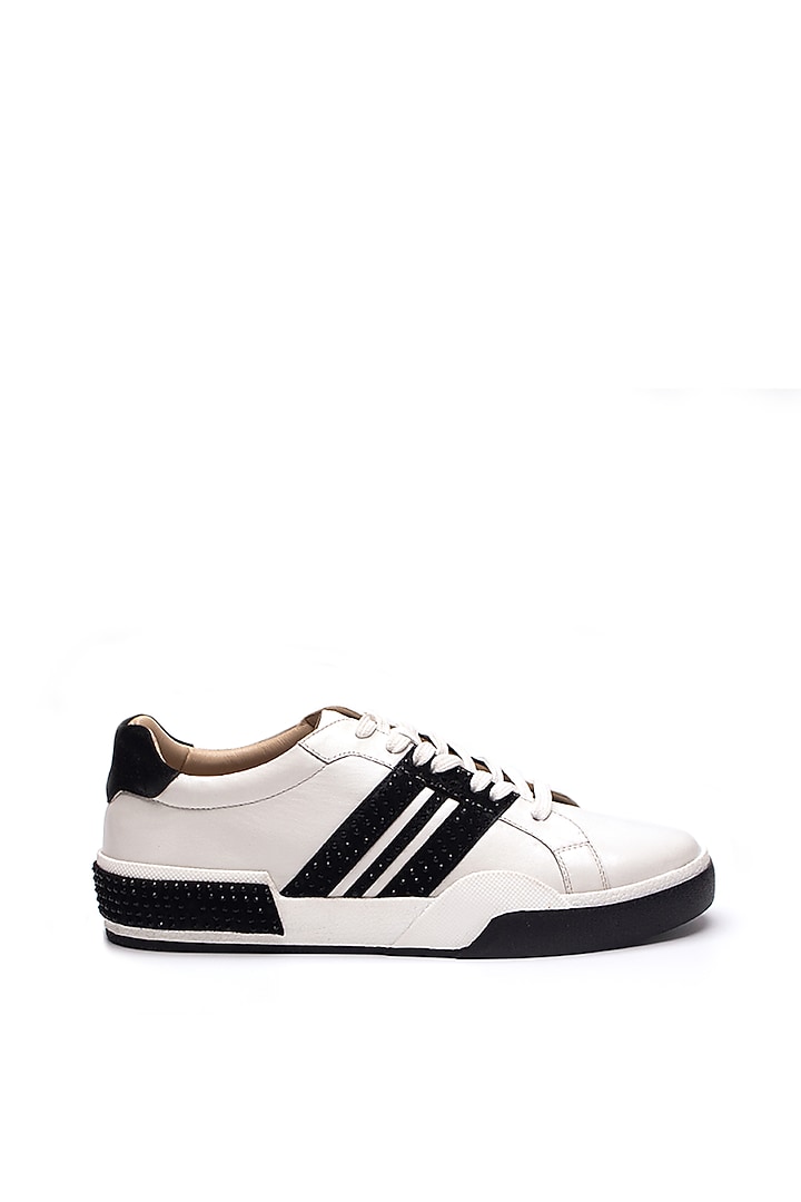 Black Nappa & Suede Rhinestone Embellished Sneakers by HEEL YOUR SOLE at Pernia's Pop Up Shop