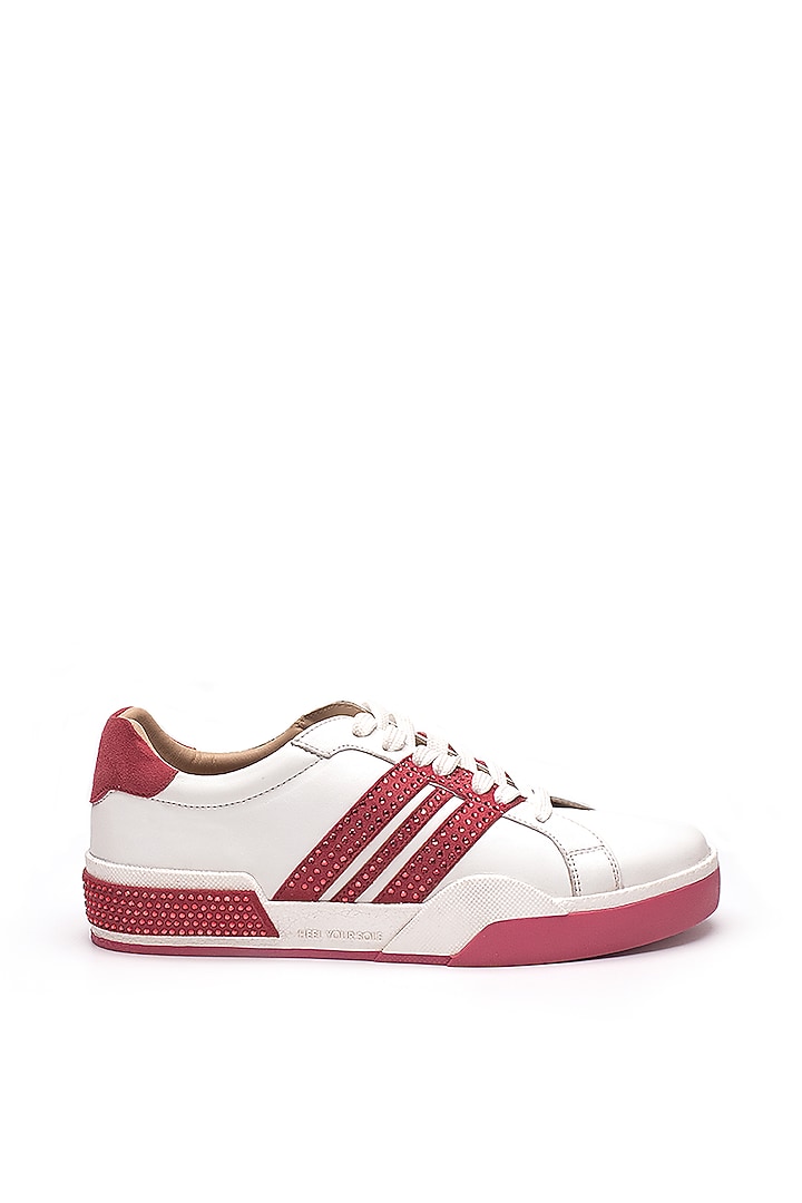 Pink Nappa & Suede Rhinestone Embellished Sneakers by HEEL YOUR SOLE at Pernia's Pop Up Shop