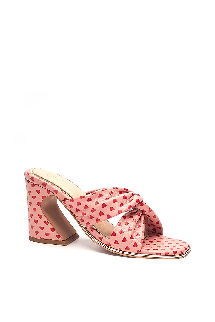 Pink Genuine Leather Heart Printed Chateau Heels by HEEL YOUR SOLE at Pernia's Pop Up Shop