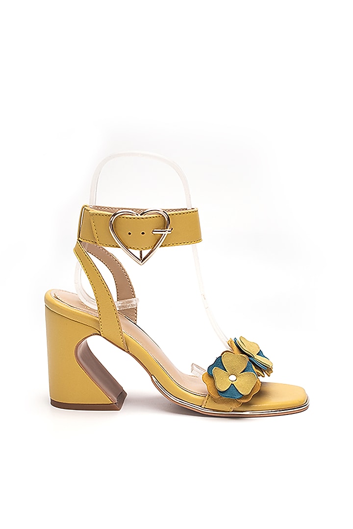 Green Genuine Leather Hand-Cut 3D floral Heels by HEEL YOUR SOLE at Pernia's Pop Up Shop