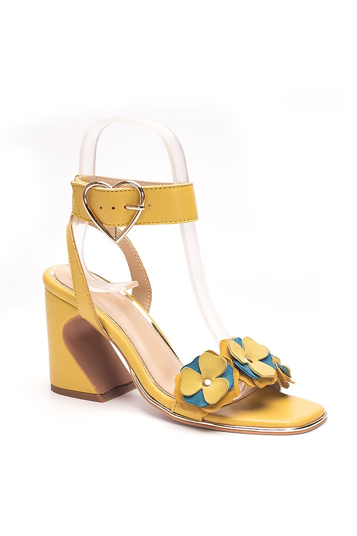 Green Genuine Leather Hand-Cut 3D floral Heels by HEEL YOUR SOLE at Pernia's Pop Up Shop