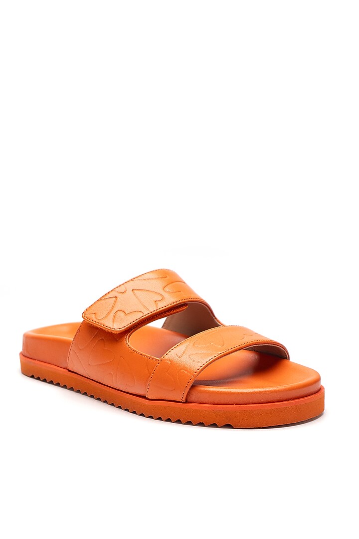 Orange Genuine Leather Pompidou Flats by HEEL YOUR SOLE at Pernia's Pop Up Shop