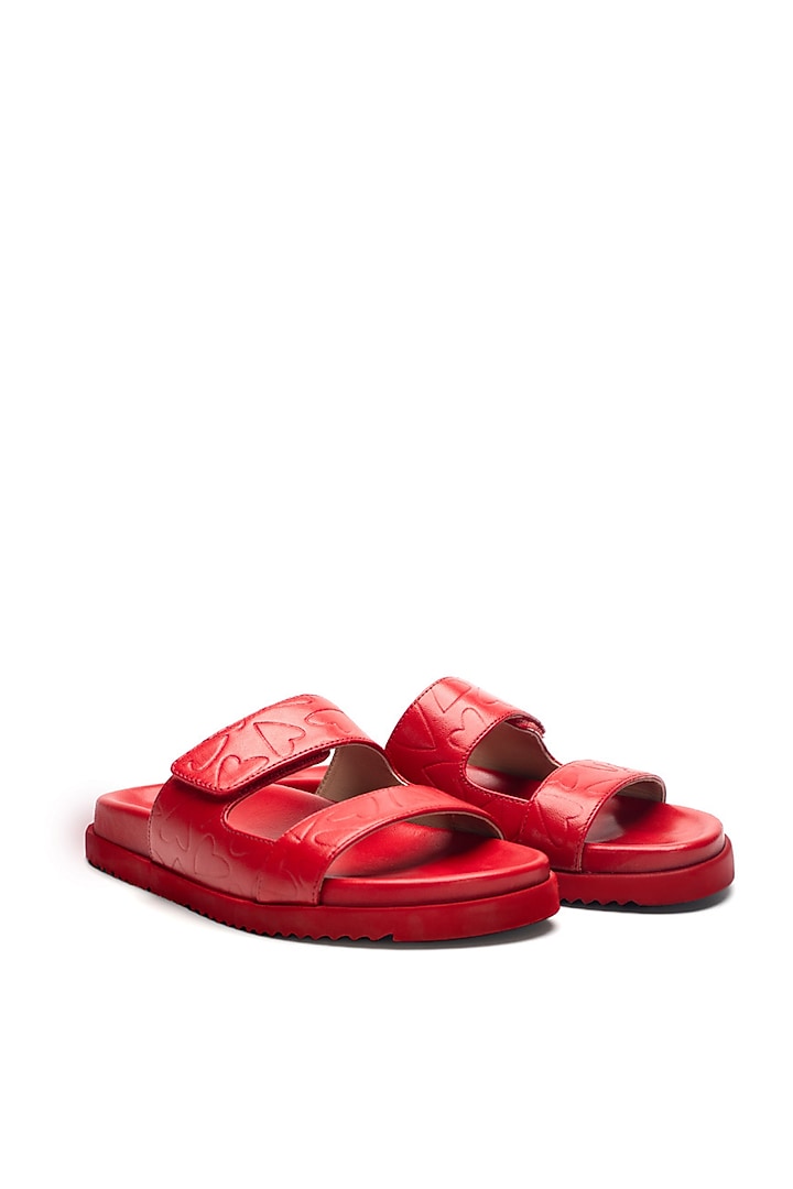 Red Genuine Leather Pompidou Flats by HEEL YOUR SOLE at Pernia's Pop Up Shop