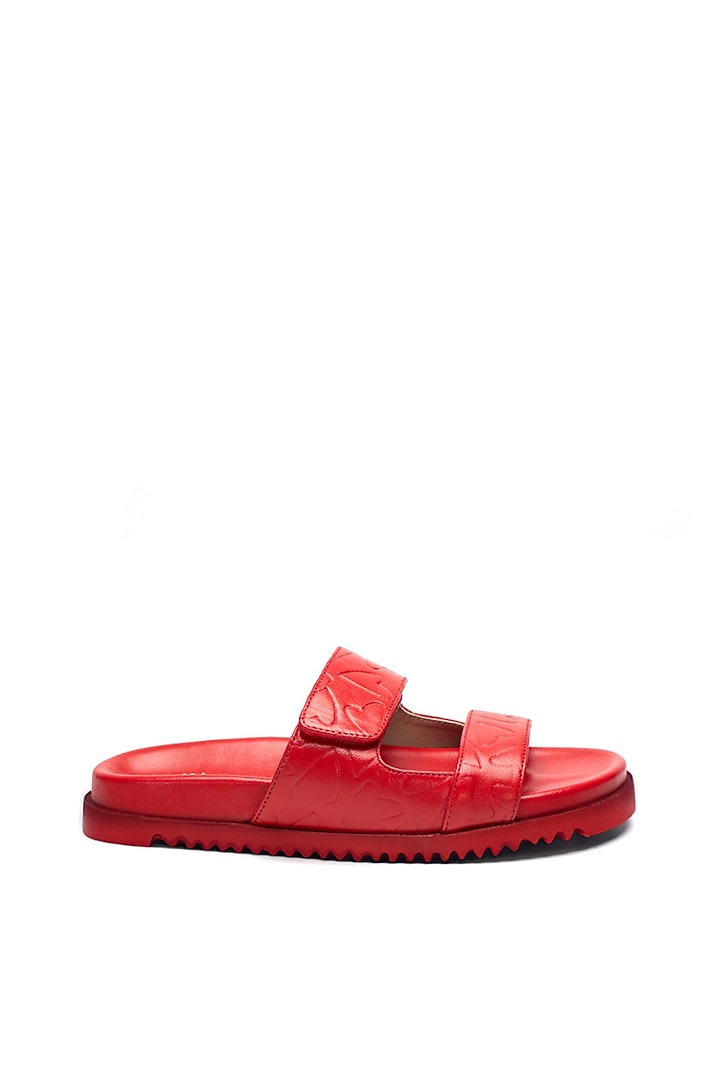 Red Genuine Leather Pompidou Flats by HEEL YOUR SOLE at Pernia's Pop Up Shop