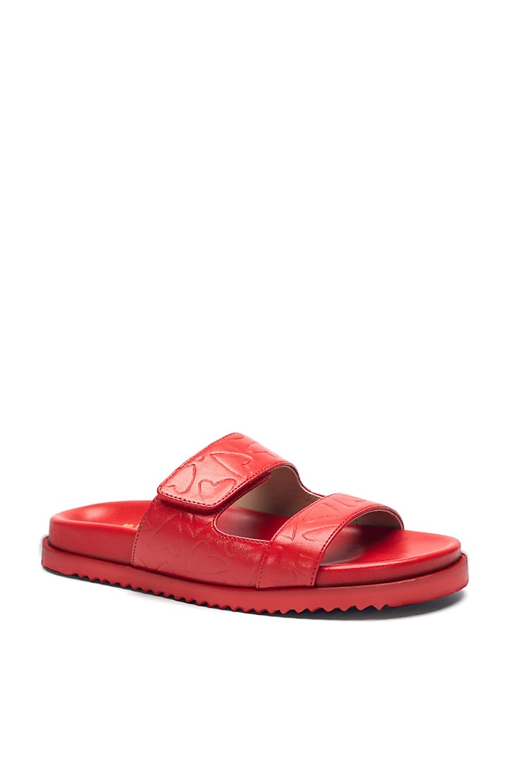 Red Genuine Leather Pompidou Flats by HEEL YOUR SOLE at Pernia's Pop Up Shop