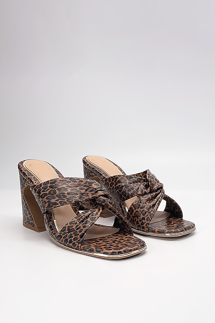 Brown Genuine Leather Knotted Heels by HEEL YOUR SOLE at Pernia's Pop Up Shop