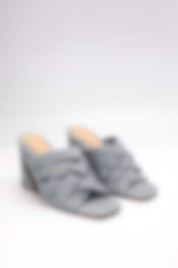 Blue Cow Leather Criss-Cross Heels by HEEL YOUR SOLE at Pernia's Pop Up Shop