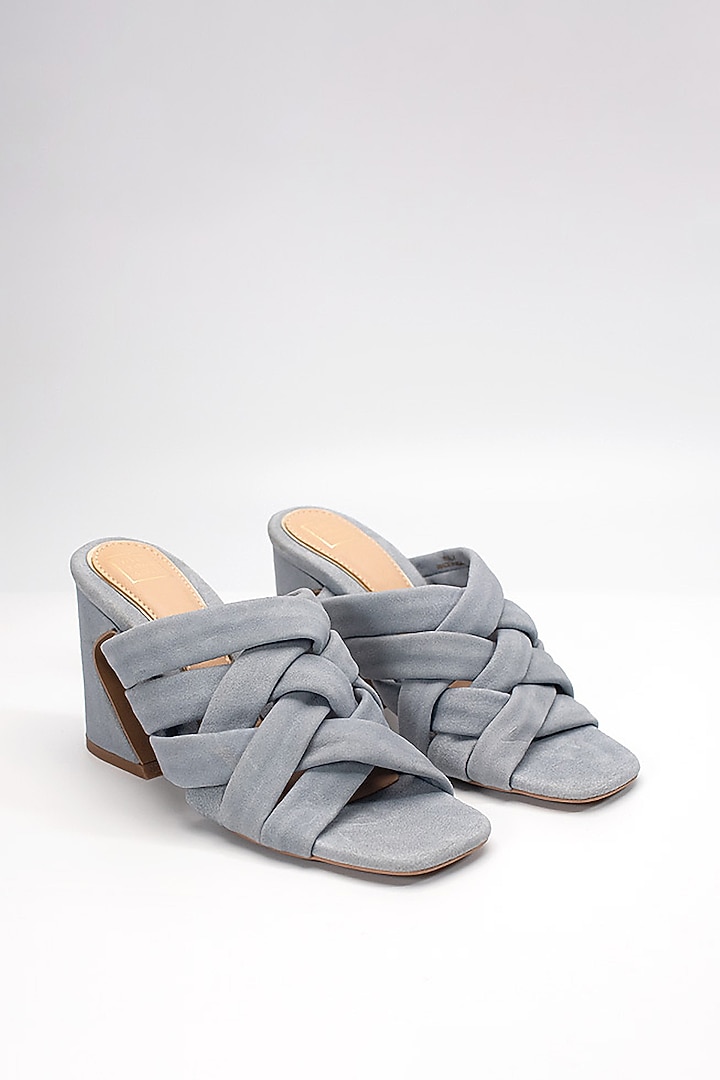 Blue Cow Leather Criss-Cross Heels by HEEL YOUR SOLE at Pernia's Pop Up Shop