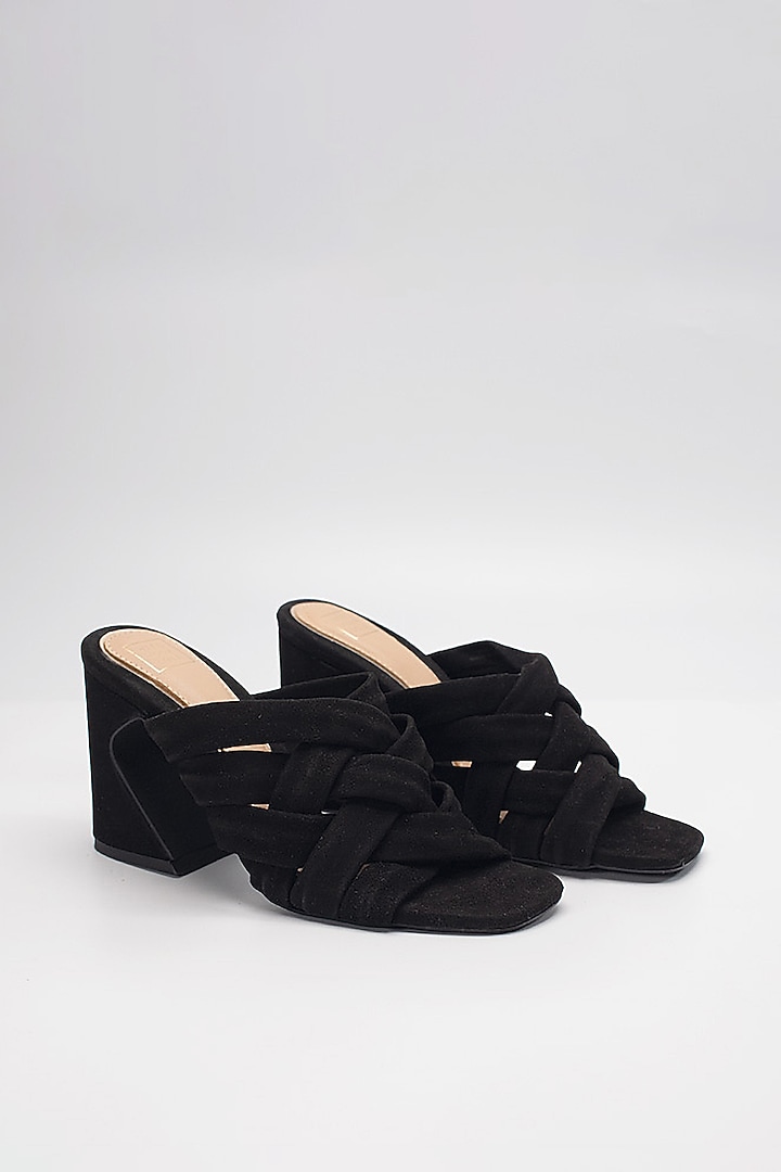 Black Cow Leather Criss-Cross Heels by HEEL YOUR SOLE at Pernia's Pop Up Shop